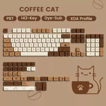 Колпачок для клавиатуры XDA Profile, 5 боковых клавиш, 143 клавиш, Кофейный кот, PBT, колпачки для механических клавиатур Cherry MX Switch