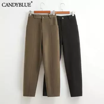 Комбинезон candyblue, весна-осень 2022, новый стиль, корейский модный дизайн, эластичные шерстяные повседневные шаровары с высокой талией для женщин