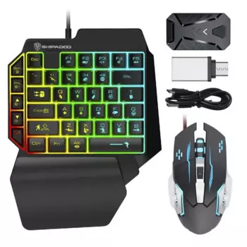 Комбинированный набор проводной механической клавиатуры с подсветкой и RGB-мыши с радужной подсветкой для PS4/PS5/switch//X/S