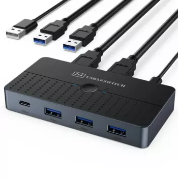 Коммутаторы USB 3.0 2 компьютера Поделиться USB C & A Устройства для ПК Коммутаторы KVM Мышь Клавиатура Принтер Сканер Совместим с Windows Mac Linu