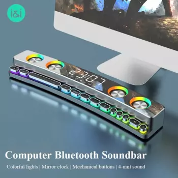 Компьютерные колонки Bluetooth беспроводные игровые часы динамиков светодиодный дисплей 3D стерео сабвуфер AUX FM звуковая панель для телевизора домашнего кинотеатра