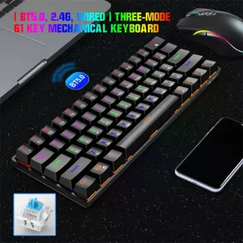 Компактная Механическая Проводная клавиатура с RGB-подсветкой, 2,4 ГГц, Bluetooth, для ноутбука, ПК, 60% дюйма, 61 клавиша, Офисная синяя ось, белый, черный цвет, L800