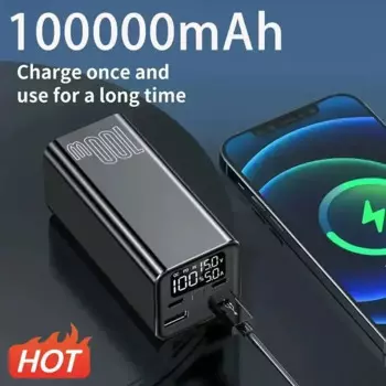 Компактный и мощный блок питания для ноутбука 100 Вт, 100000 миллиамперы, совместимый с двунаправленным супер быстрой зарядкой, мобильный источник питания