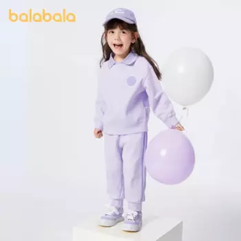 Комплект для малышей Balabala, новинка весны 2024, детская одежда, костюм для мальчиков, свитшот для девочек и длинные брюки, комплект из двух предметов