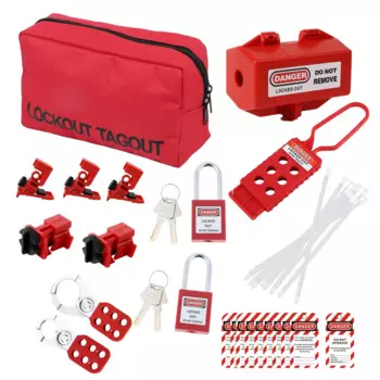 Комплект Lockout Tagout Нейлоновые стяжки Маленькая вилка Замок Коробка Tagout Бирки Блокировка вилки