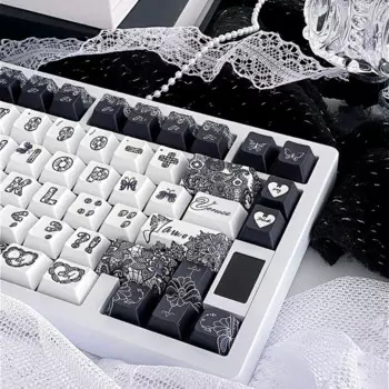 Комплект механической клавиатуры с 140 клавишами Cherry, Keycap Set, Lace PBT, черно-белый, для Mx Cherry Gateron Switch