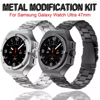 Комплект модификации для Samsung Galaxy Watch Ultra 47 мм, металлический корпус, мужской ремешок для часов Galaxy Ultra, ремешок из нержавеющей стали