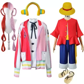 Комплект одежды Luffy для мальчиков и девочек, японское аниме фильмы, цельнокроеный костюм для косплея на Хэллоуин, толстовка с капюшоном Uta для детей