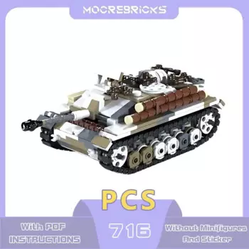 Конструктор MOC Stug III ausf.G, модель танка, гусеничный бронированный боевой автомобиль, Классические игрушечные кирпичи, детский совместимый подарок