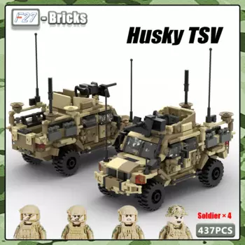 Конструктор MOC Военная серия, британская армия, Хаски, тактическая поддержка, автомобильные блоки, модель, кирпичи, игрушечный комплект, детские игрушки, подарки