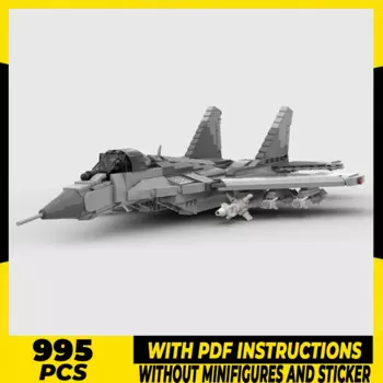 Конструктор Moc военная модель MiG-29, конструктор с двойным двигателем, воздушный контроллер, подарок на Рождество, наборы «сделай сам»
