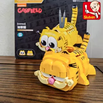 Конструктор SLUBAN Garfield, анимационная периферическая коллекция, модель кошки в сборе, детские развивающие игрушки, подарок на день рождения для мальчиков