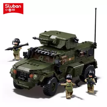 Конструктор Sluban, игрушки, армия, Военная серия B1179, бронированный штурмовой автомобиль, 519 деталей, кирпичи, совместимые с ведущими брендами