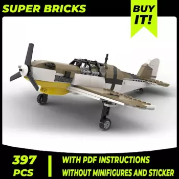 Конструктор военная модель Moc, блоки модульные по технологии Messerschmitt Bf 109, подарки, рождественские игрушки, наборы для сборки своими руками