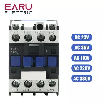Контактор EARUELECTRIC CJX2-1810 18А 3-фазный 3-полюсный