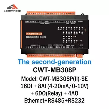 Контроллер CWT-MB308P 8AI + 4AO + 16DI + 6DO RS485 RS232 Ethernet Modbus Rtu Tcp
