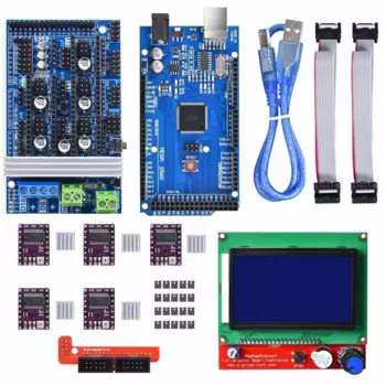 Контроллер для 3D-принтера Mega 2560 Uno R3, стартовые комплекты + RAMPS 1,6 + 5 шт. DRV8825 Драйвер шагового двигателя + ЖК 12864 Reprap