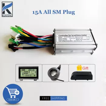 Контроллер для электрического велосипеда 15A 6 mosfet с ЖК-дисплеем KT и комбинацией дроссельной заслонки для электровелосипеда, набор бесщеточных двигателей