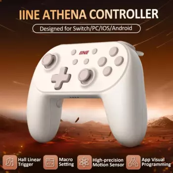 Контроллер IINE Athena, триггер с эффектом Холла, поддержка макросов и турбо, беспроводной контроллер, совместимый с коммутатором/ПК/IOS/Android