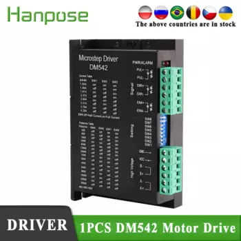 Контроллер привода шагового двигателя hanpose DM542, 2-фазный, цифровой, 24-50 В постоянного тока, макс. 4,2 А, для электродвигателя серии 57