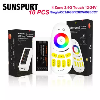 Контроллер rgb smd5050 для светодиодных лент, 10 светодиодов, 4 зоны, 12 В, 24 В, 6 А, 2,4 ГГц