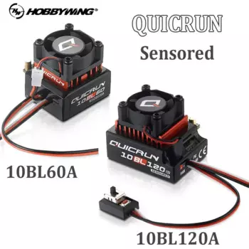 Контроллер скорости Lipo Hobbywing, 10BL120, 120A /10BL60, 60A, 2-3S, бесщеточный, ESC для радиоуправляемых машинок 1/10, 1/12, запасные части
