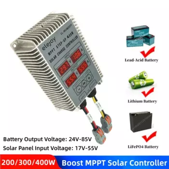 Контроллер солнечных батарей Boost MPPT, 400 Вт, 17-55 в, повышающий регулятор заряда для свинцово-кислотных/литиевых/LiFePO4 батарей 24 В, 48 В, 60 в, 72 в