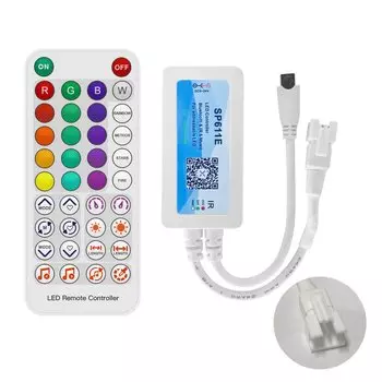Контроллер SP611E WS2812 для цветной светодиодной ленты Dream RGB DC5V 12V 24V LED 600-Pixel Music Sync APP Bluetooth Pixel Control