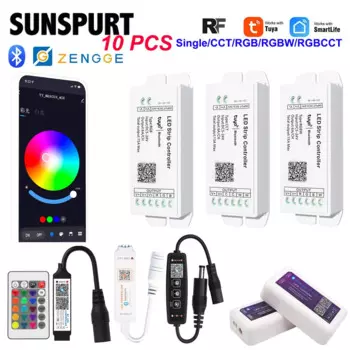 Контроллер светодиодной RGB ленты 10tuya, Bluetooth, 24 клавиши, ИК-пульт дистанционного управления, диммер, музыка, управление через приложение, регулировка яркости, 5050 лампочек