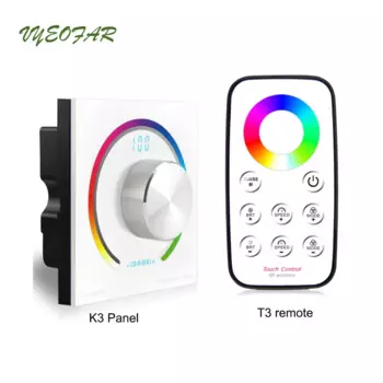 Контроллер светодиодных лент RGB, 12 в пост. Тока, вход 4 а, 3 канала, настенное крепление, цифровой дисплей, 5050, 3528 струнных лент, диммер с радиочастотным пультом дистанционного управления