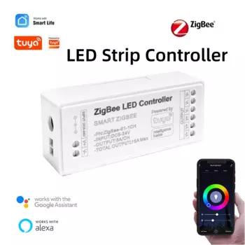Контроллер Tuya Zigbee RGB 15A 12V 180W Интеллектуальный шлюз для жизни Alexa Google 3CH COB RGB Светодиодные лампы