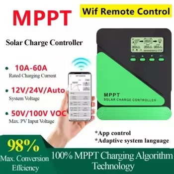 Контроллер заряда солнечной батареи MPPT 12/24 В, Wi-Fi, регулятор солнечной панели, ЖК-дисплей USB для свинцово-кислотной литиевой батареи Lifepo4, 10 А-60 А