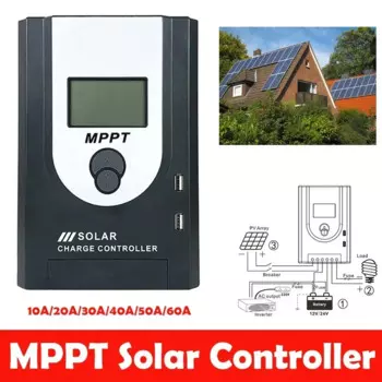 Контроллер заряда солнечной батареи MPPT, 12 В, 24 В, автоматическая система обнаружения, панельный регулятор с безопасной зарядкой, 10 А, 20 А, 30 А, 60 А