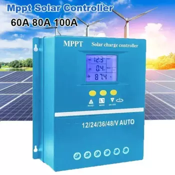 Контроллер заряда солнечной батареи MPPT, 60/80/100 А, двойной USB Интеллектуальный регулятор для свинцово-кислотной/литиевой батареи, автоматический ЖК-экран 12/24/36/48 в