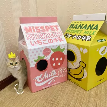 Коробка для молока, кошачья Когтеточка, гофрированная бумага, кошачье гнездо, товары для кошек, кошачье гнездо, закрытая картонная коробка