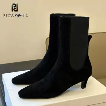 Короткие ботильоны из натуральной кожи на небольшом каблуке, замшевые черные элегантные удобные универсальные весенние офисные женские повседневные ботинки, восхитительные ботинки