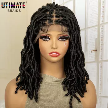 Короткие синтетические плетеные парики Locs, парик из косичек без узлов, с детскими волосами для черных женщин, 14 дюймов, легкий парик
