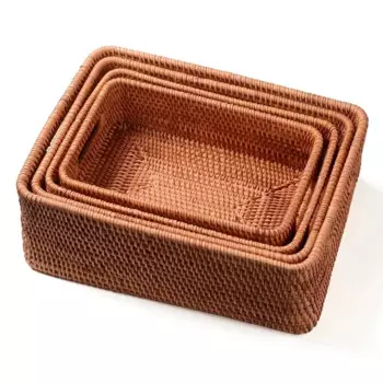 Корзина для хранения DIY ручной ротанг основной цвет простой портативный разные продукты чая практичные домашние элементы кухни бытовые