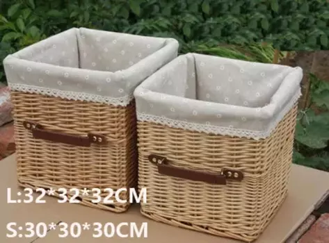 Корзина для хранения из ротанга с ручкой, портативная корзина для хранения ТВ-тумбы, журнальный столик, ящик для хранения
