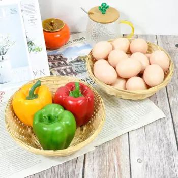 Корзина для хранения закусок с имитацией лозы, корзина для еды ручной работы, плетеная корзина из бамбука