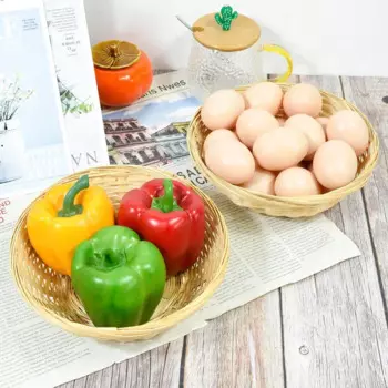 Корзина для хранения закусок с имитацией лозы, корзина для еды ручной работы, плетеная корзина из бамбука