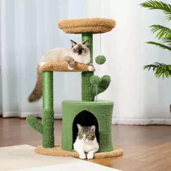 Кошачье дерево С КАКТУСОМ и Кондо, Когтеточка, скребок для кошек, маленькая башня для кошек, кошачья Когтеточка, домик для котят, игрушки для домашних животных