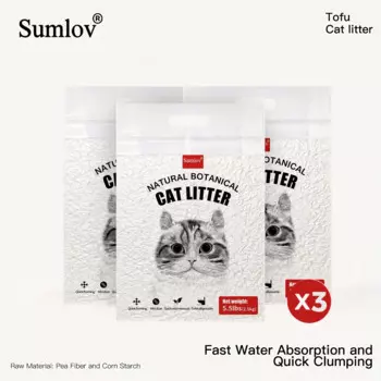 Кошачий наполнитель Sumlov Tofu 16.5 фунтов/3 шт., натуральный ботанический, 5.5 фунтов/упаковка, без пыли, смываемый, комбинированный, для борьбы с запахом, Прямая поставка