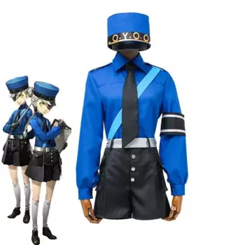 Костюм для косплея из двух тюремных стюардесс Persona 5, костюм Кэролайн и Джастин, топ + брюки + шляпа, полный комплект, Карнавальная Униформа на Хэллоуин, индивидуальный пошив