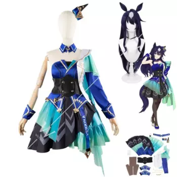 Костюм для косплея из игры Umamusume: Pretty Derby Verxina, парик на одно плечо, вечернее платье, юбка принцессы, Женский кавайный карнавальный костюм
