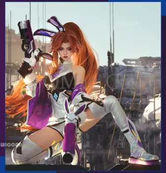 Костюм для косплея LOL Battle Bunny Miss Fortune, парик LOL Skin, костюм для косплея, костюм для Хэллоуина, аниме, полный комплект, женский сексуальный наряд