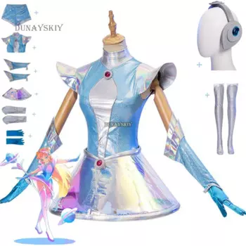 Костюм для косплея LOL Luxanna Crownguard леди люминесцентной люкс, костюм для косплея «космический ритм: светящийся шар, сексуальный костюм с юбкой