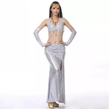 Костюм для танца живота, комплект из 2 предметов/костюм, бюстгальтер и юбка, Новое поступление 2018 года, одежда для танца живота, комплект восточных костюмов
