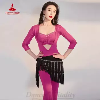 Костюм для танца живота, костюм для женщин, короткий рукав, цельный танцевальный тренировочный костюм, одежда для девочек, экзотический танцевальный костюм для танца животом, наряд