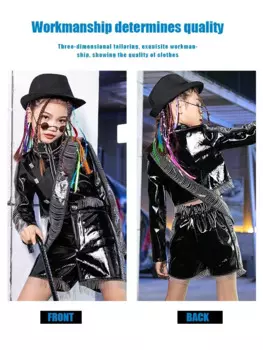 Костюм для выступлений ZZL K-pop для девочек, модный костюм из 2 предметов черного цвета, подиумный костюм в стиле джаз, хип-хоп, подиумный костюм для представлений и подиума